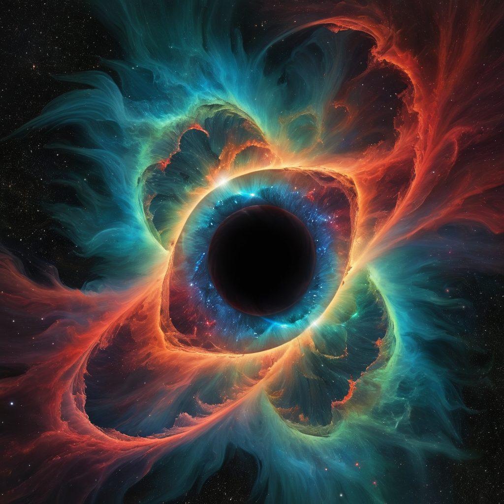 A cosmic landscape featuring the vibrant colors of the Helix Nebula, transitioning seamlessly into a surreal artistic interpretation of erotic art. In the foreground, celestial bodies morph into abstract figures, showcasing a blend of sensuality and cosmic elements. Stars twinkle with a playful glow, while wisps of interstellar gas form graceful, flowing shapes. The scene captures the wonder of the universe and the allure of eroticism, inviting the viewer on a journey. vivid colors, surrealism, 3D, cosmic theme.